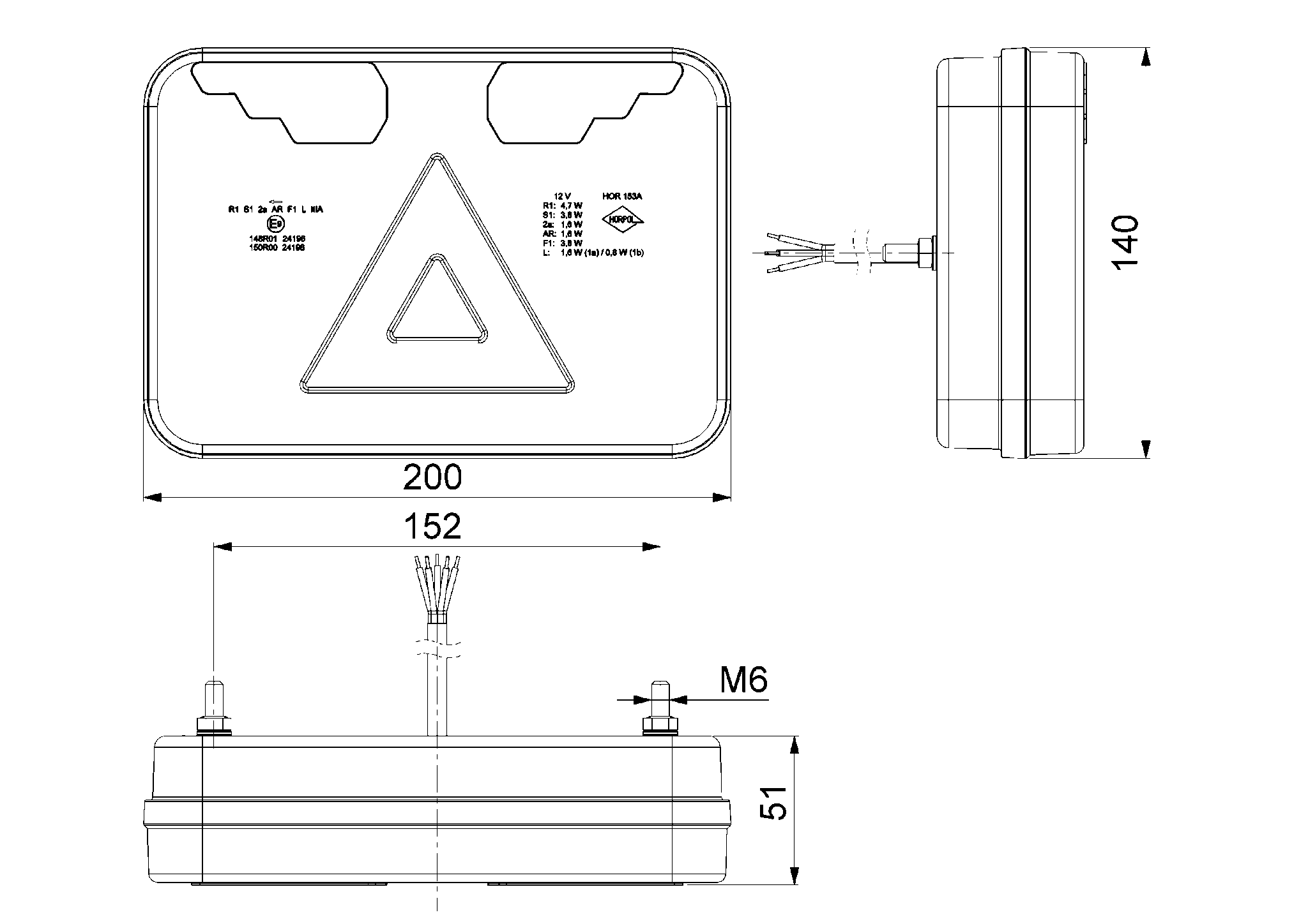 Piloto trasero combinado HORUS LZD 3390 (izquierdo) de 4 funciones