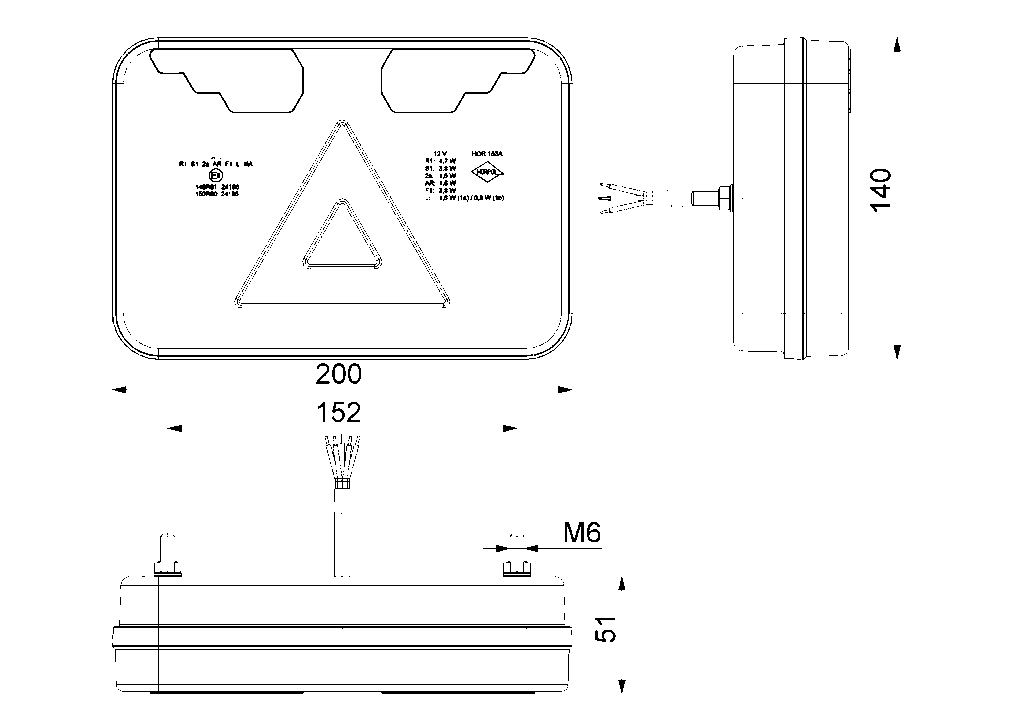 Piloto trasero combinado HORUS LZD 3423 (izquierdo) de 6 funciones (con iluminación inferior de la matrícula)